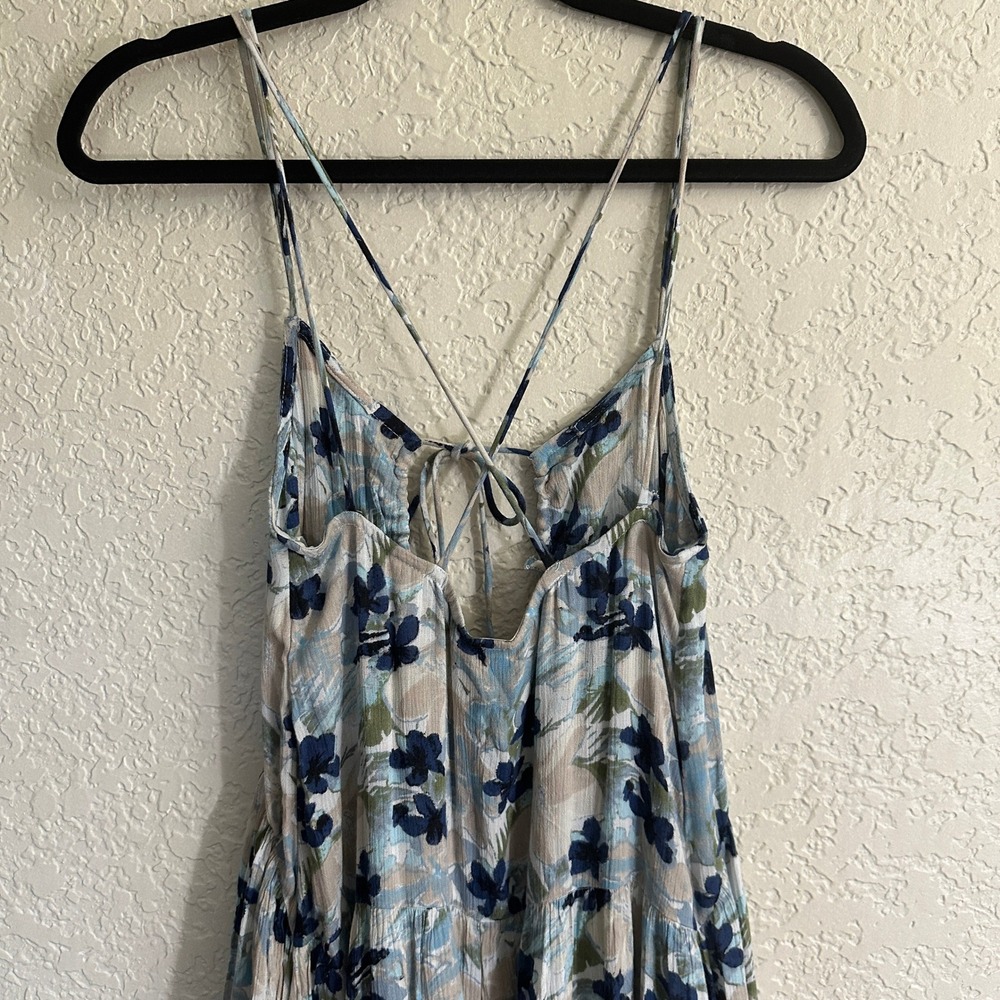 FREE PEOPLE BLUE MULBERRY KEYHOLE MAXI DRESS XTRA SMALL BOHO STRAPPY - Picture 7 of 15